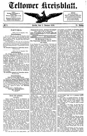Teltower Kreisblatt vom 05.01.1886