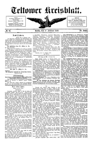 Teltower Kreisblatt vom 11.02.1886