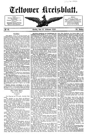 Teltower Kreisblatt on Feb 13, 1886