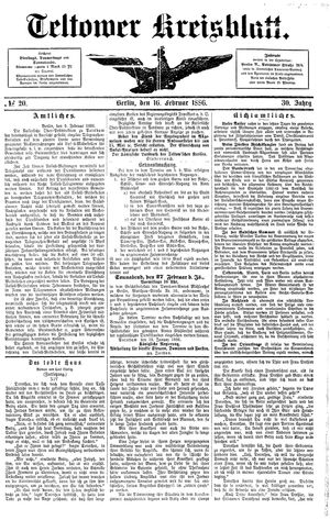 Teltower Kreisblatt on Feb 16, 1886