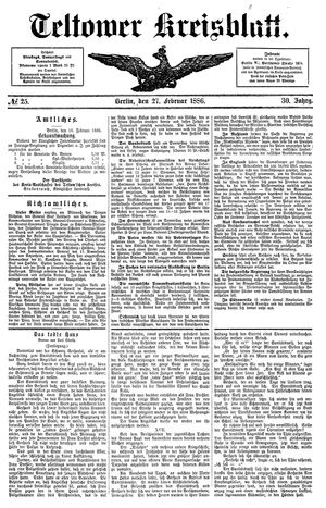 Teltower Kreisblatt on Feb 27, 1886