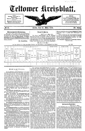 Teltower Kreisblatt vom 13.03.1886