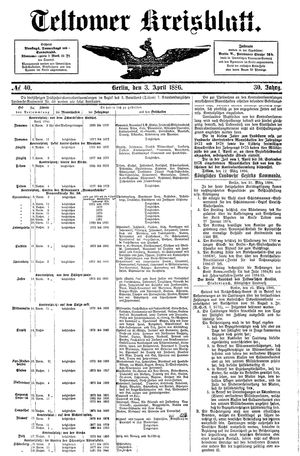 Teltower Kreisblatt vom 03.04.1886