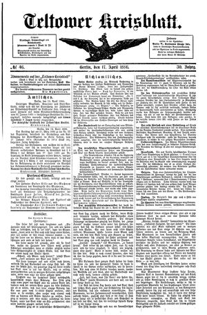 Teltower Kreisblatt vom 17.04.1886