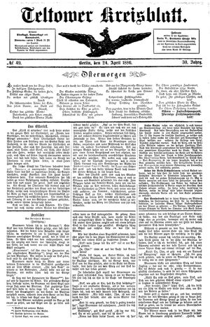 Teltower Kreisblatt on Apr 24, 1886