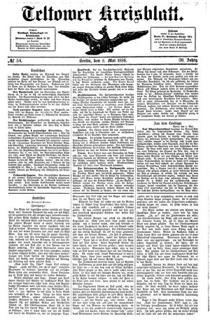 Teltower Kreisblatt vom 08.05.1886