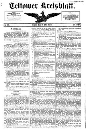 Teltower Kreisblatt vom 11.05.1886