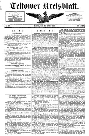 Teltower Kreisblatt vom 27.05.1886
