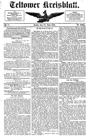 Teltower Kreisblatt vom 24.06.1886