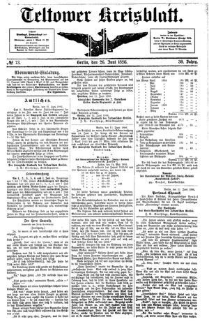 Teltower Kreisblatt vom 26.06.1886