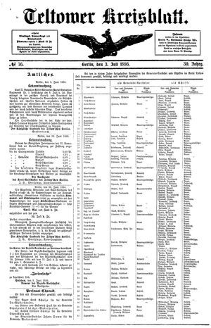Teltower Kreisblatt on Jul 3, 1886
