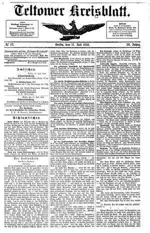 Teltower Kreisblatt vom 17.07.1886