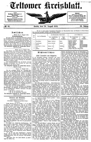 Teltower Kreisblatt vom 24.08.1886