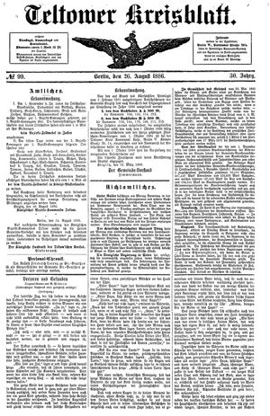Teltower Kreisblatt vom 26.08.1886