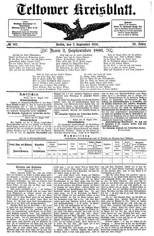 Teltower Kreisblatt vom 02.09.1886
