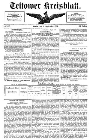 Teltower Kreisblatt vom 04.09.1886