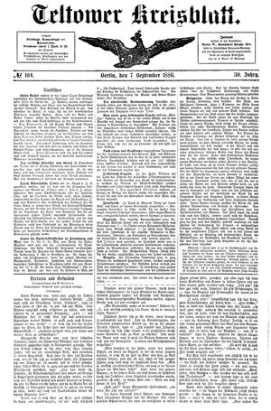Teltower Kreisblatt vom 07.09.1886