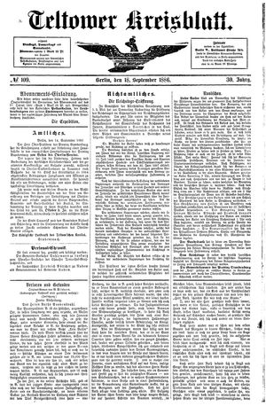 Teltower Kreisblatt vom 18.09.1886
