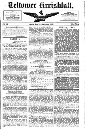 Teltower Kreisblatt vom 23.09.1886