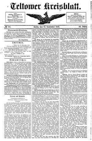 Teltower Kreisblatt vom 25.09.1886