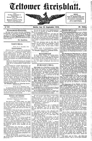 Teltower Kreisblatt vom 28.09.1886