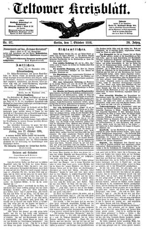 Teltower Kreisblatt vom 07.10.1886