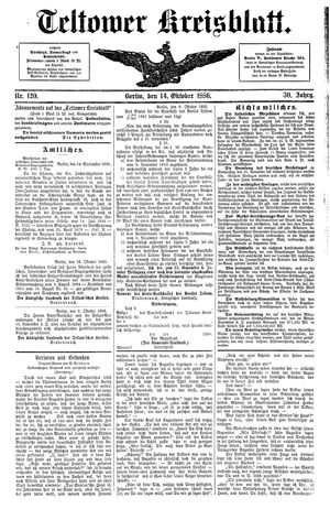 Teltower Kreisblatt vom 14.10.1886