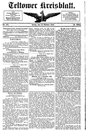 Teltower Kreisblatt vom 19.10.1886
