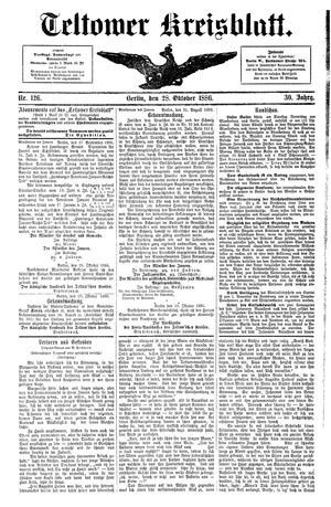Teltower Kreisblatt vom 28.10.1886