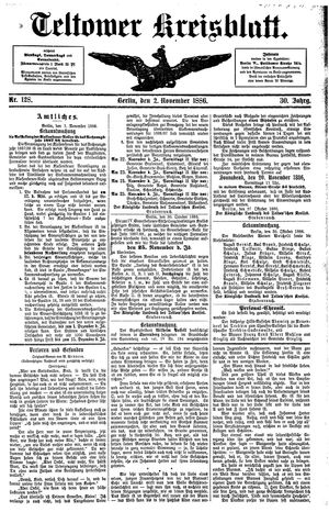 Teltower Kreisblatt on Nov 2, 1886