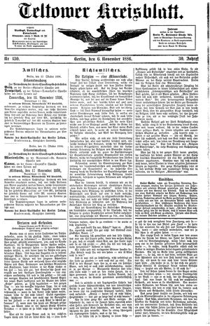 Teltower Kreisblatt vom 06.11.1886