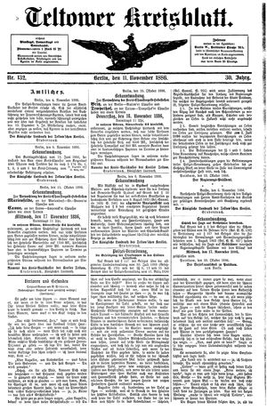 Teltower Kreisblatt vom 11.11.1886