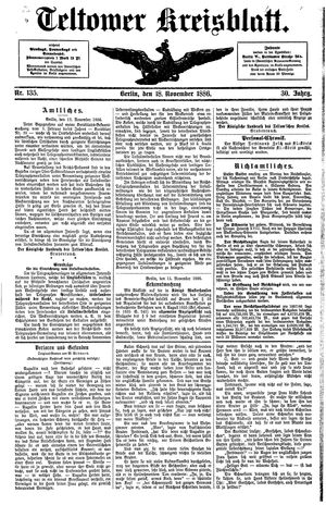 Teltower Kreisblatt vom 18.11.1886