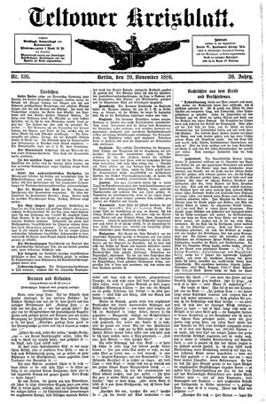 Teltower Kreisblatt vom 20.11.1886