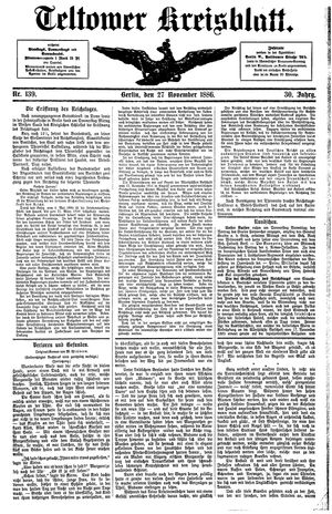 Teltower Kreisblatt vom 27.11.1886