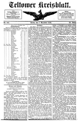 Teltower Kreisblatt vom 07.12.1886