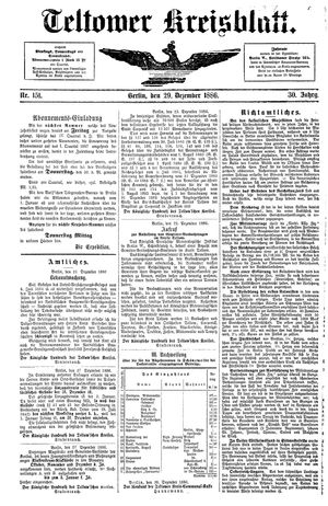 Teltower Kreisblatt on Dec 29, 1886