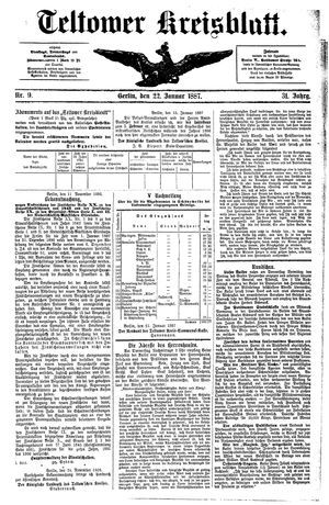 Teltower Kreisblatt vom 22.01.1887