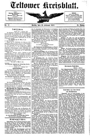 Teltower Kreisblatt vom 10.02.1887