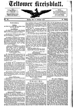 Teltower Kreisblatt vom 17.02.1887