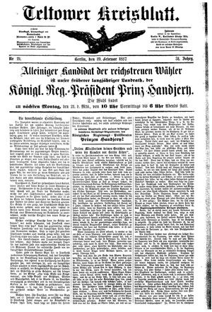 Teltower Kreisblatt vom 19.02.1887