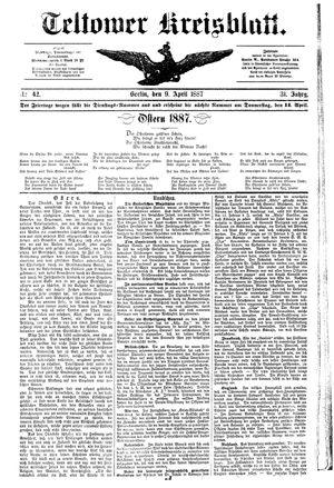 Teltower Kreisblatt vom 09.04.1887