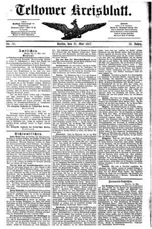 Teltower Kreisblatt vom 21.05.1887