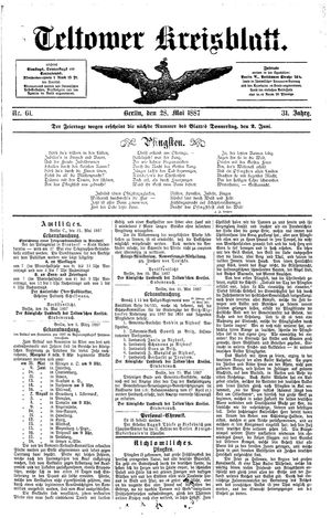 Teltower Kreisblatt vom 28.05.1887