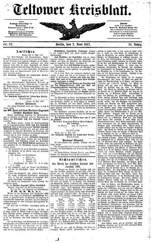 Teltower Kreisblatt vom 02.06.1887