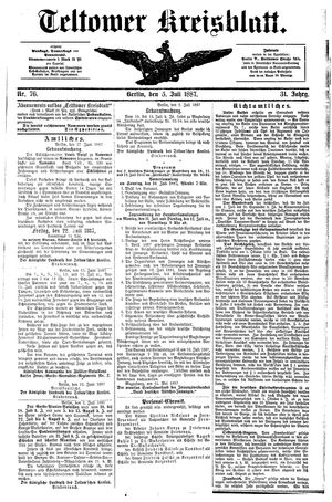 Teltower Kreisblatt on Jul 5, 1887