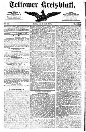 Teltower Kreisblatt vom 07.07.1887