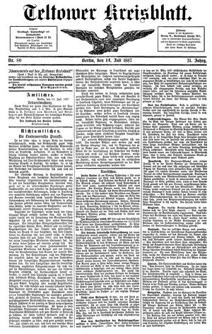 Teltower Kreisblatt on Jul 14, 1887