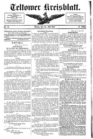 Teltower Kreisblatt vom 16.07.1887