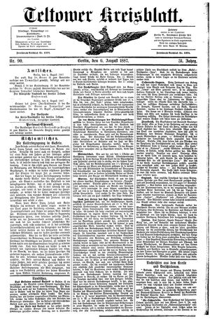 Teltower Kreisblatt vom 06.08.1887